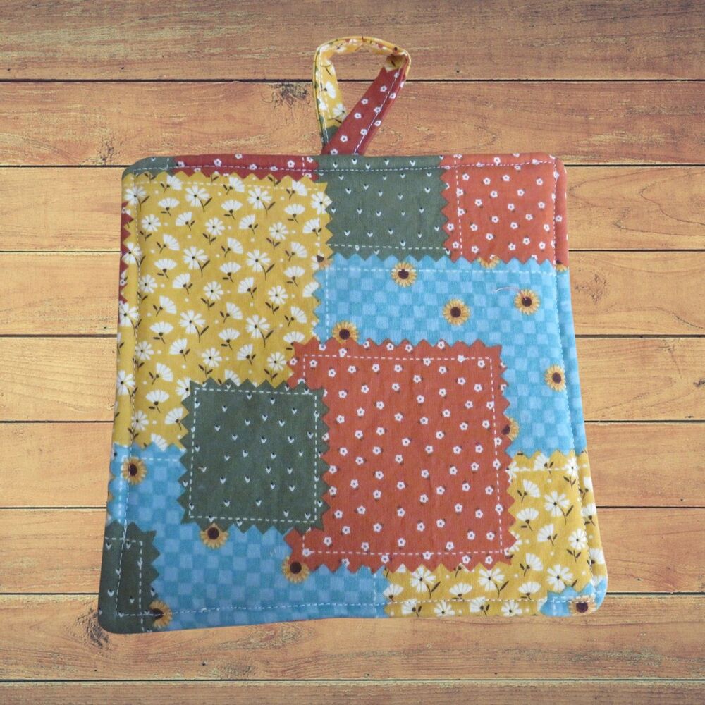 Handmade Potholder, Fall Patchwork